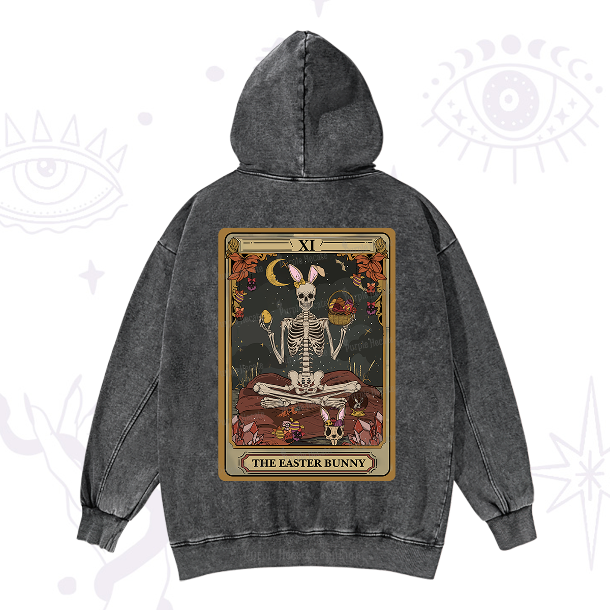 Purplehecate The Easter Bunny Tarot Washed Hoodie