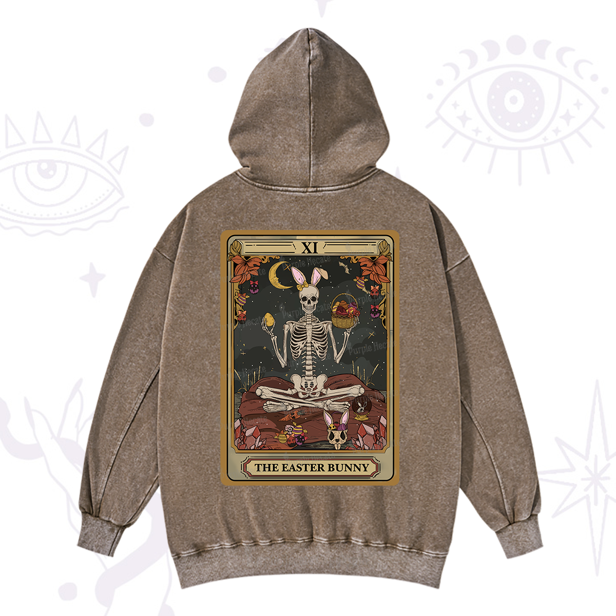 Purplehecate The Easter Bunny Tarot Washed Hoodie
