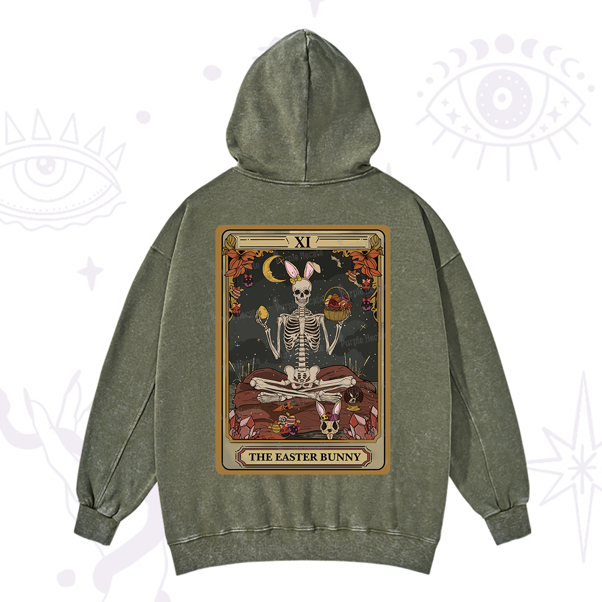 Purplehecate The Easter Bunny Tarot Washed Hoodie