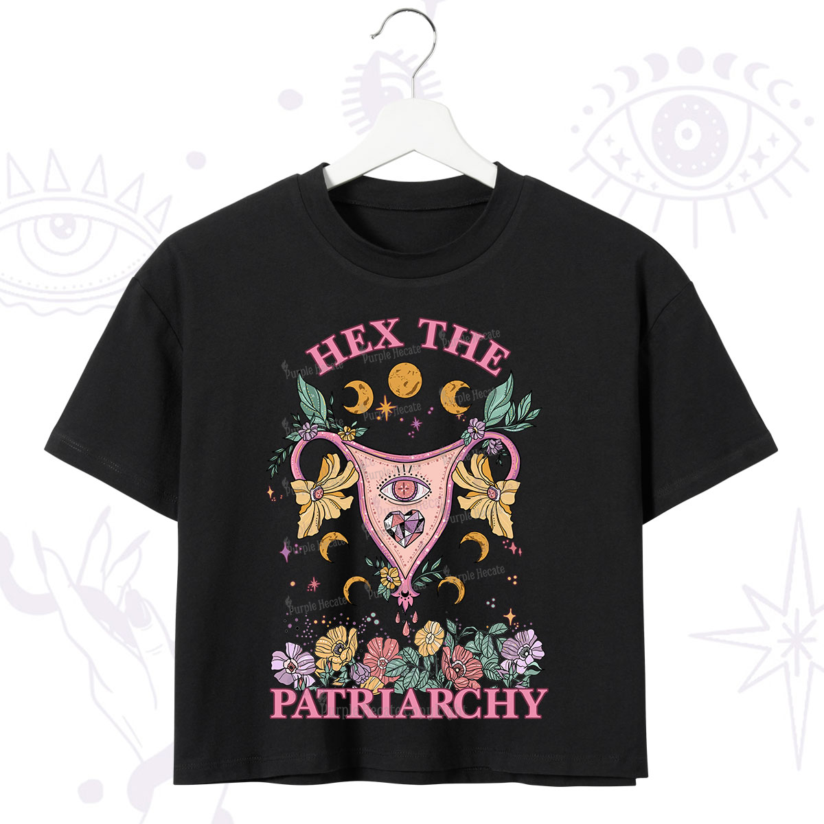 Purplehecate Hex the Patriarchy Feminist Power Crop T-Shirt