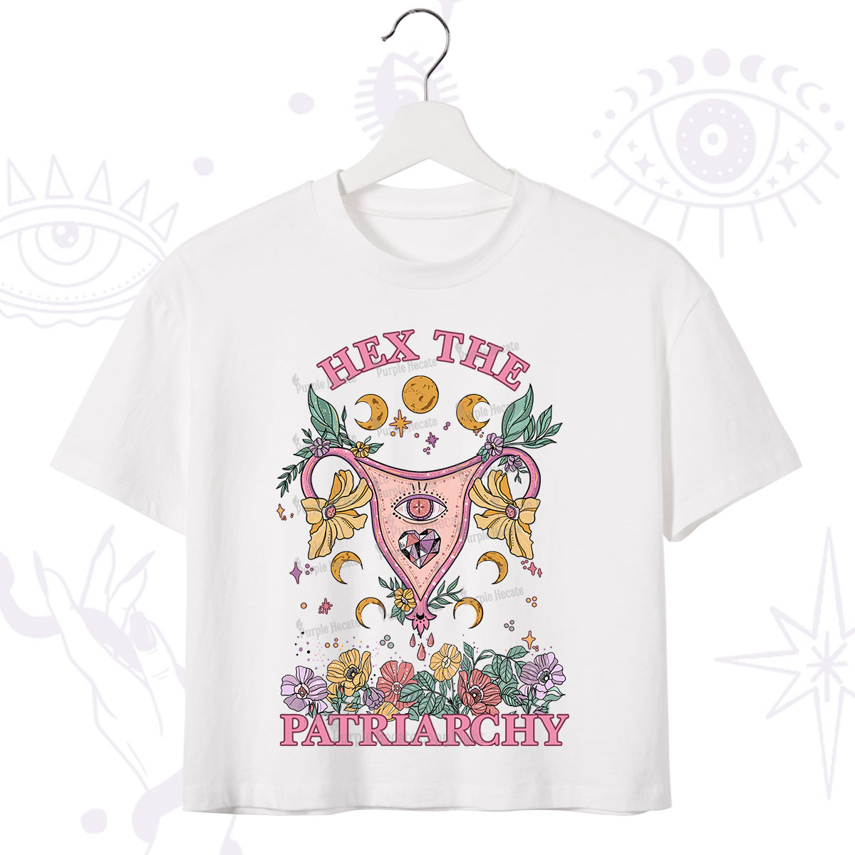 Purplehecate Hex the Patriarchy Feminist Power Crop T-Shirt