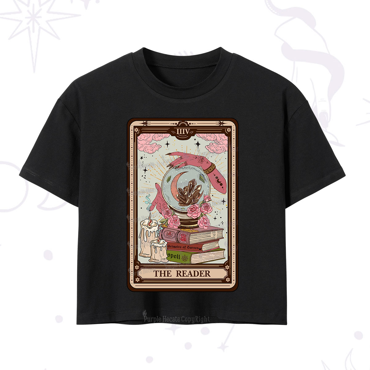 Purplehecate The Reader Tarot Witch Vibes Crop T-Shirt