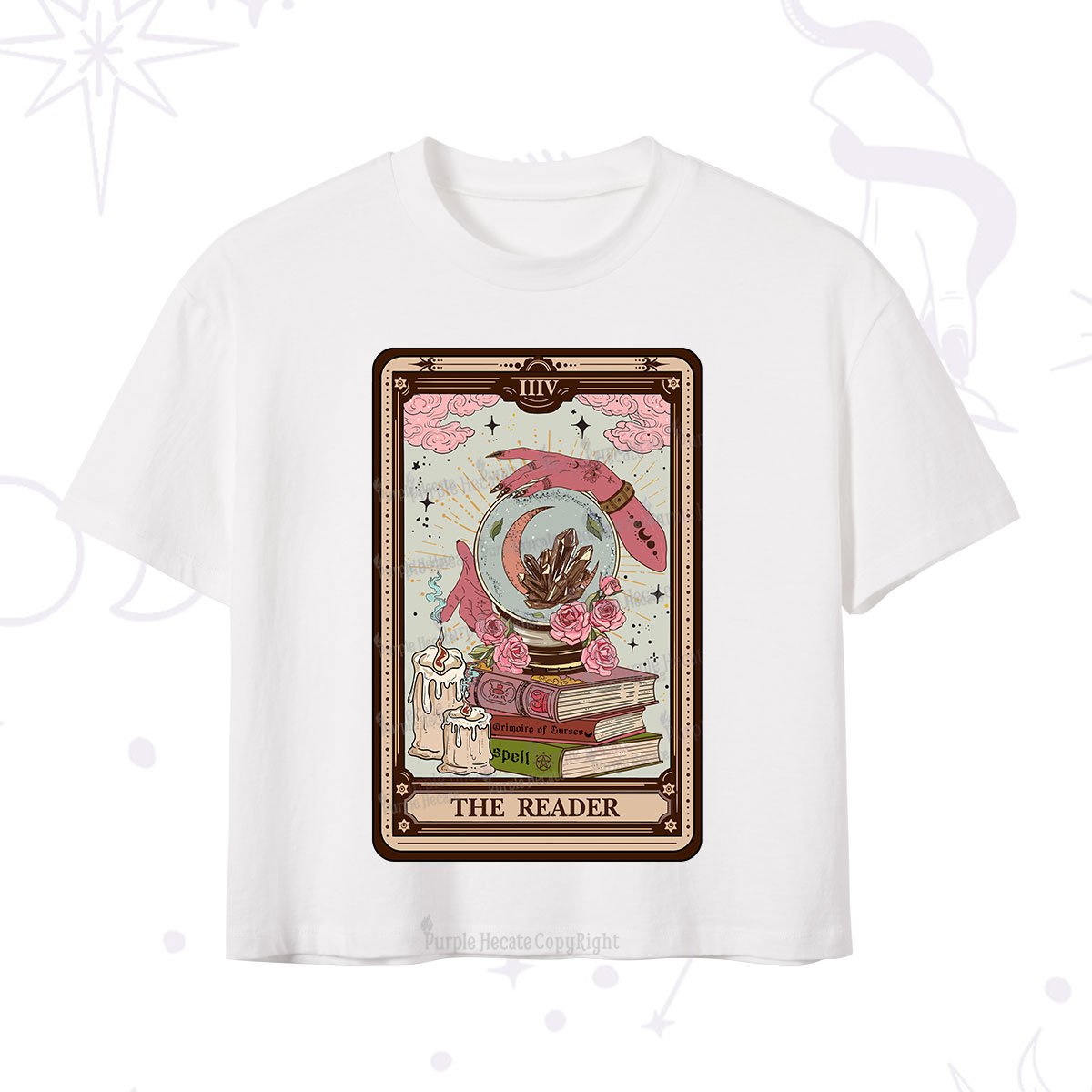 Purplehecate The Reader Tarot Witch Vibes Crop T-Shirt