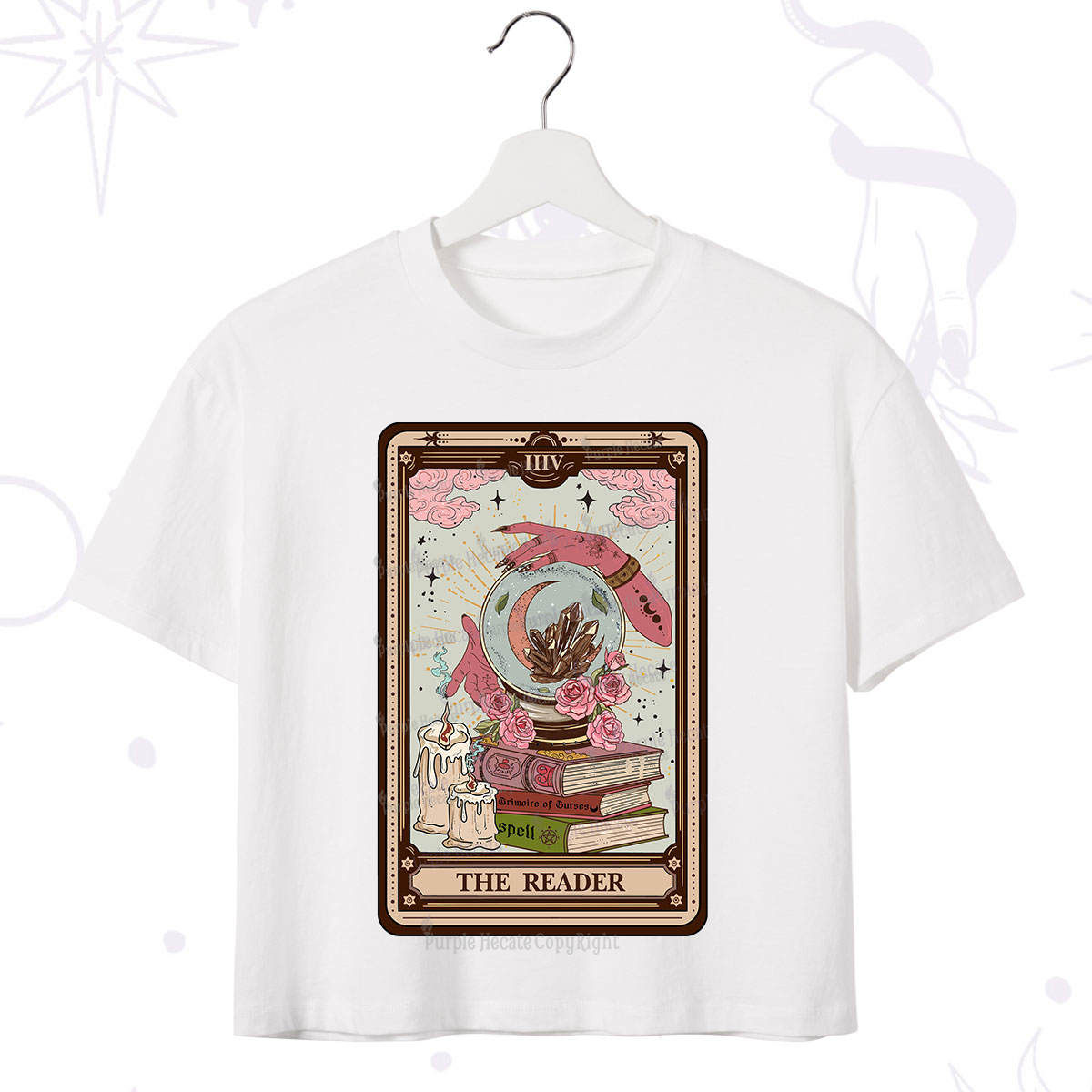 Purplehecate The Reader Tarot Witch Vibes Crop T-Shirt