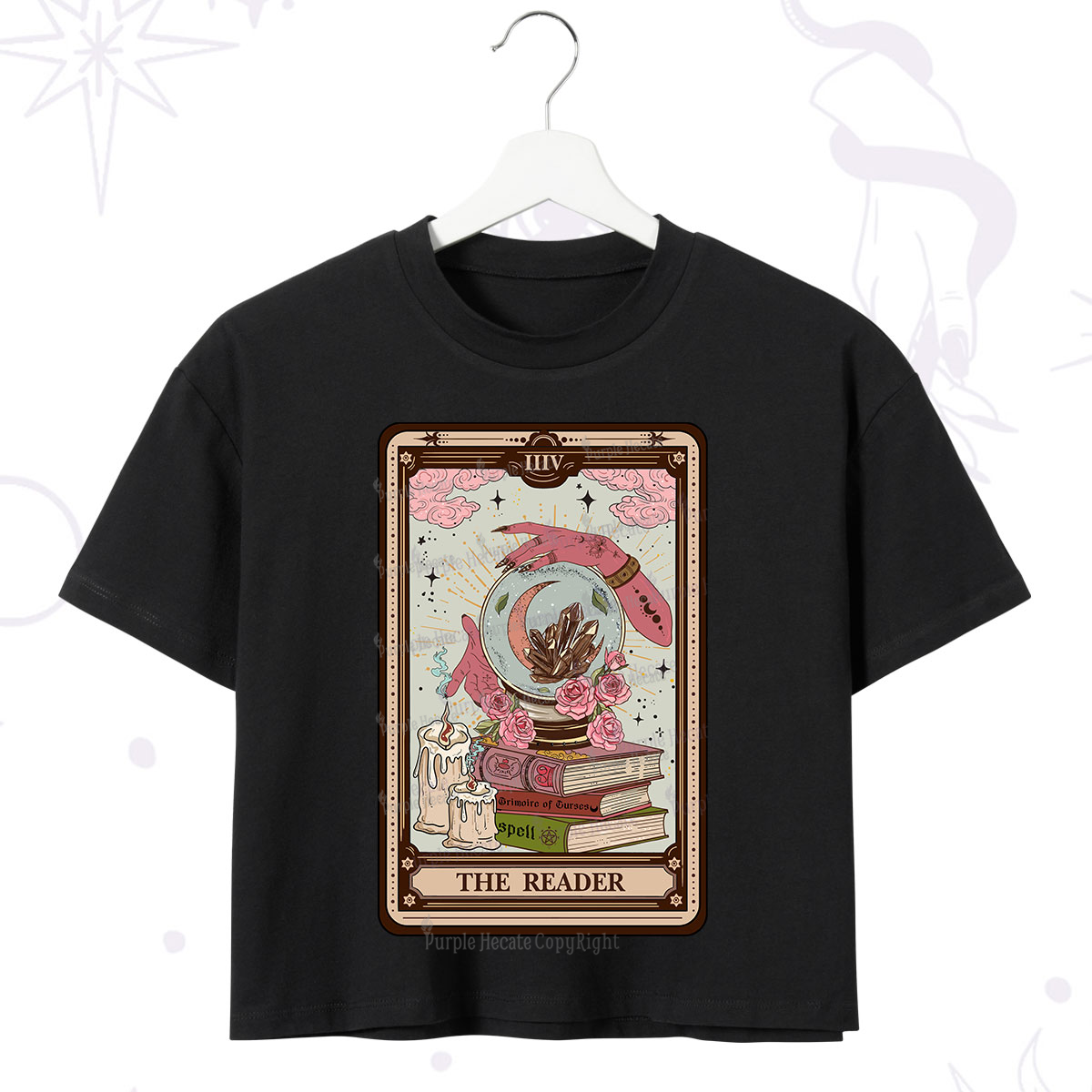 Purplehecate The Reader Tarot Witch Vibes Crop T-Shirt