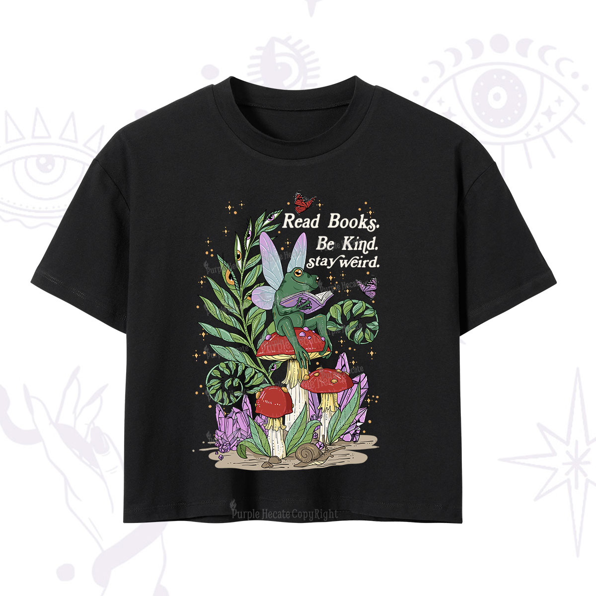 Purplehecate Read Books Be Kind Stay Weird Crop T-Shirt