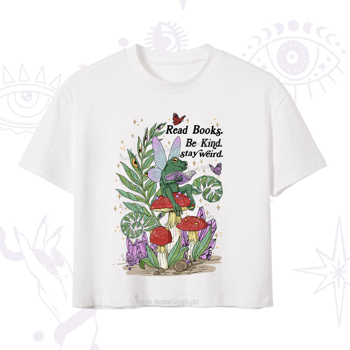 Purplehecate Read Books Be Kind Stay Weird Crop T-Shirt