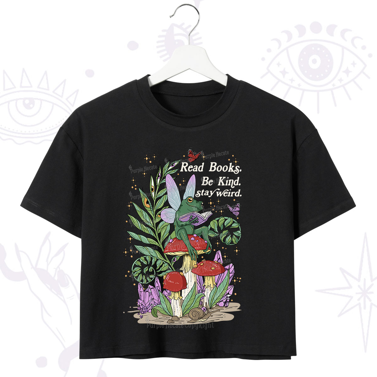 Purplehecate Read Books Be Kind Stay Weird Crop T-Shirt