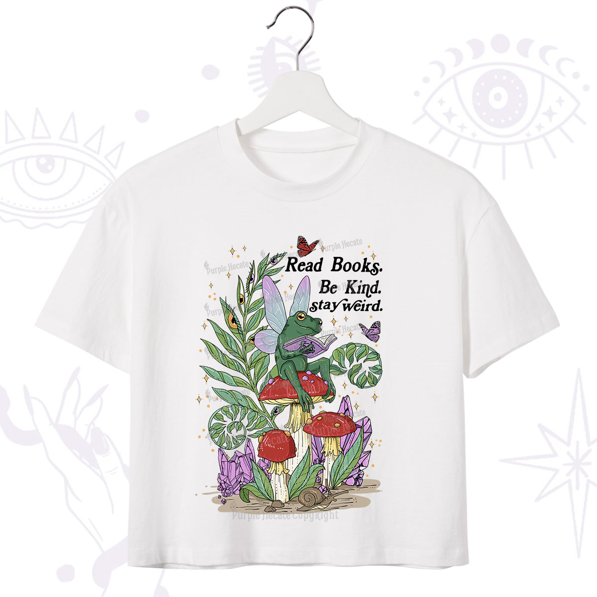 Purplehecate Read Books Be Kind Stay Weird Crop T-Shirt
