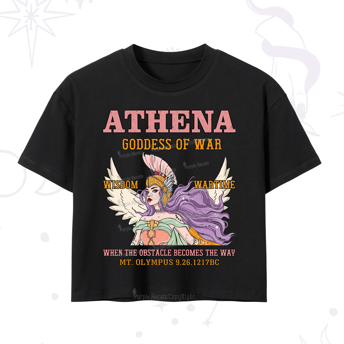 Purplehecate Wise War Goddess Athena Crop T-Shirt