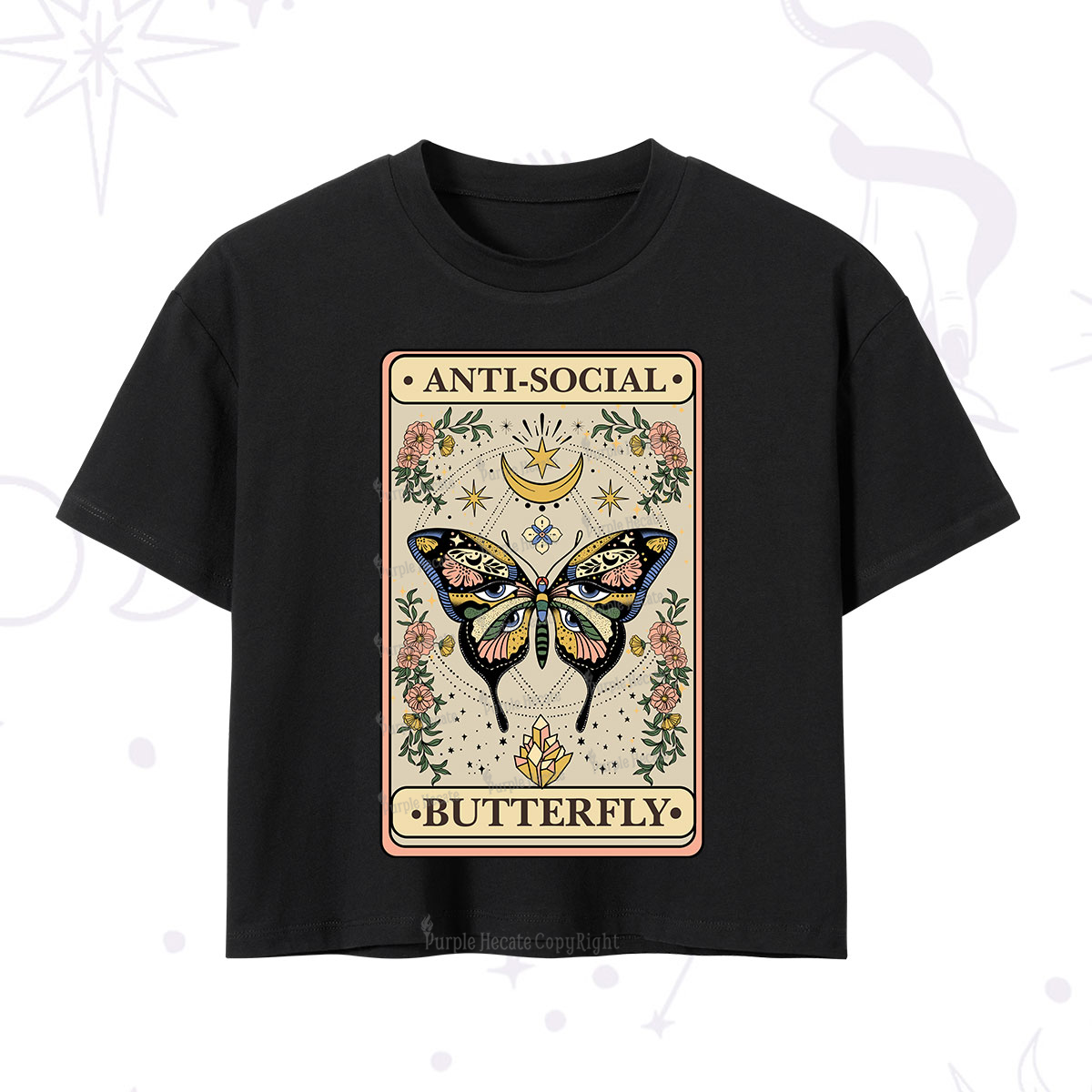 Purplehecate The Anti Social Nutterfly Oracle Card Crop T-Shirt