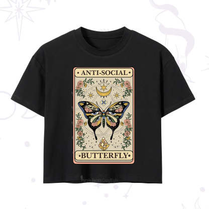 Purplehecate The Anti Social Nutterfly Oracle Card Crop T-Shirt