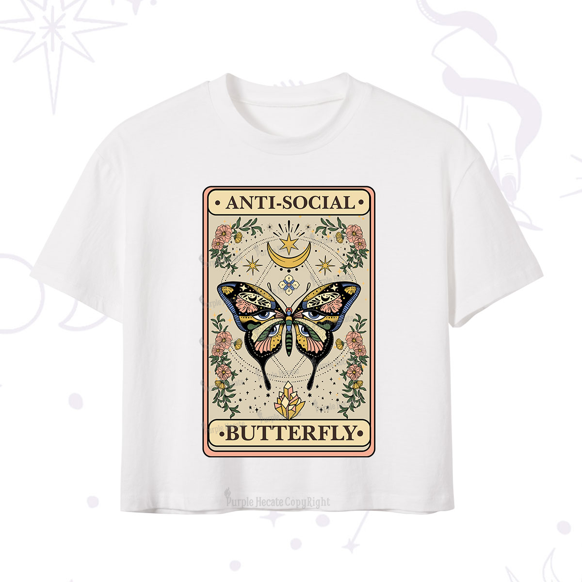 Purplehecate The Anti Social Nutterfly Oracle Card Crop T-Shirt