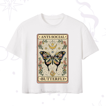 Purplehecate The Anti Social Nutterfly Oracle Card Crop T-Shirt