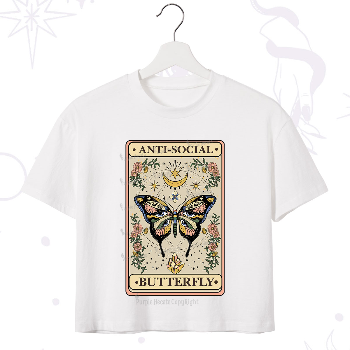 Purplehecate The Anti Social Nutterfly Oracle Card Crop T-Shirt