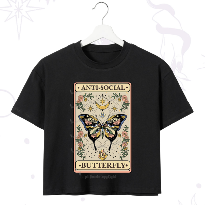 Purplehecate The Anti Social Nutterfly Oracle Card Crop T-Shirt