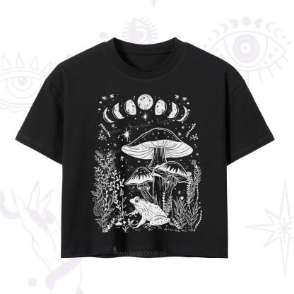 Purplehecate Celestial Frog Mushrooms Crop T-Shirt