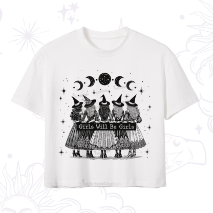 Purplehecate Girls Will Be Girls Witch Power Crop T-Shirt