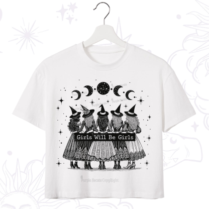 Purplehecate Girls Will Be Girls Witch Power Crop T-Shirt