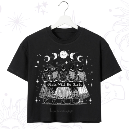 Purplehecate Girls Will Be Girls Witch Power Crop T-Shirt