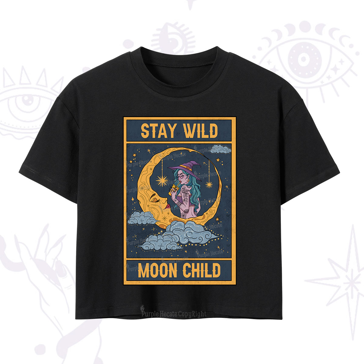 Purplehecate The Stay Wild Moon Child Oracle Card Crop T-Shirt