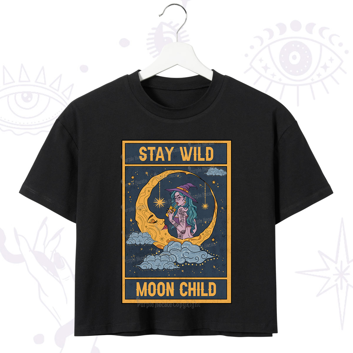 Purplehecate The Stay Wild Moon Child Oracle Card Crop T-Shirt