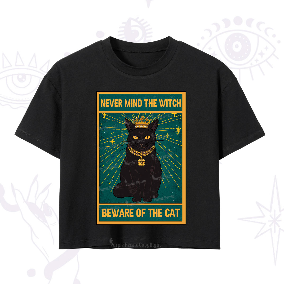 Purplehecate The Never Mind The Witch Beware Of The Cat Oracle Card Crop T-Shirt