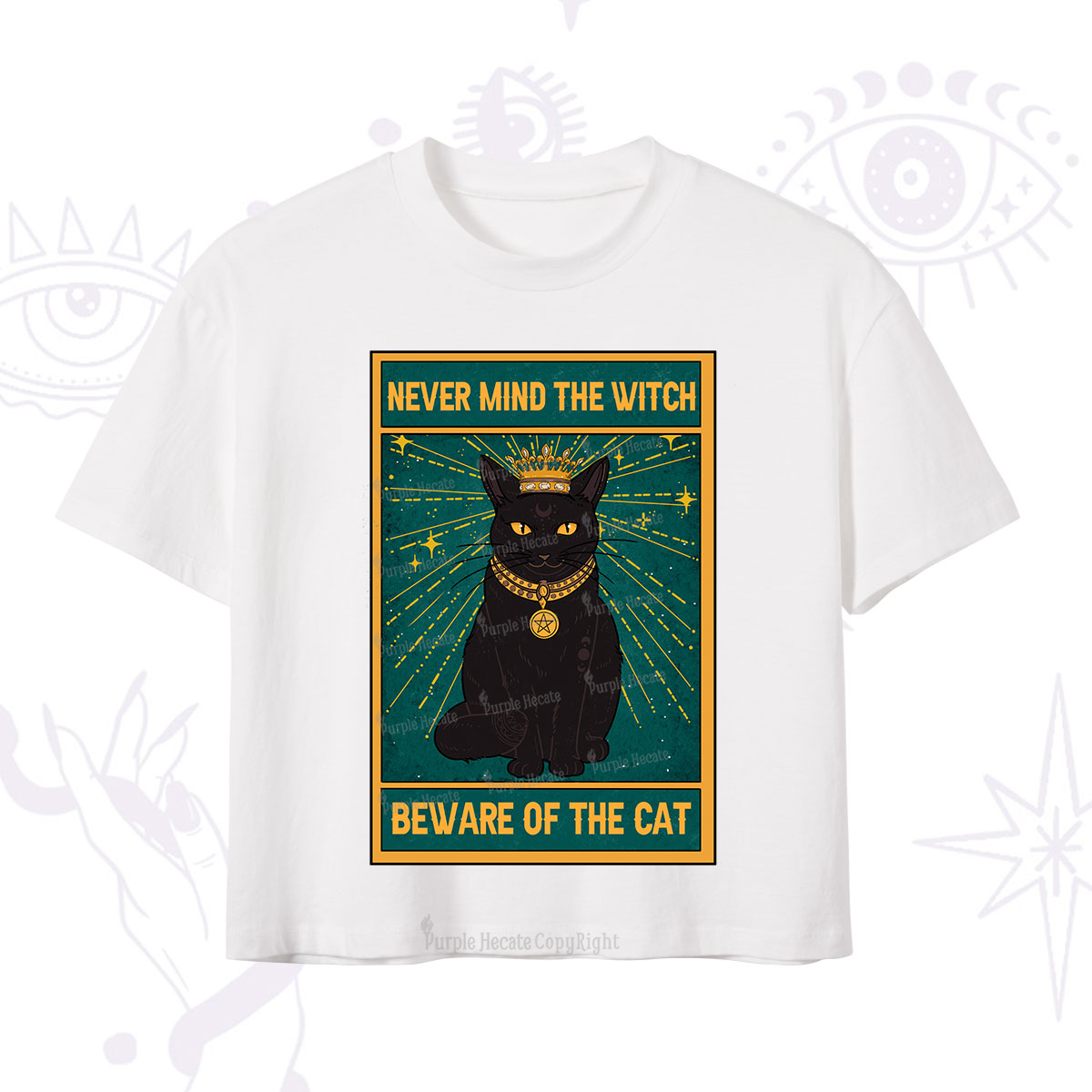 Purplehecate The Never Mind The Witch Beware Of The Cat Oracle Card Crop T-Shirt