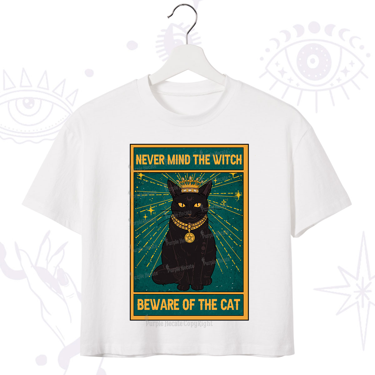 Purplehecate The Never Mind The Witch Beware Of The Cat Oracle Card Crop T-Shirt