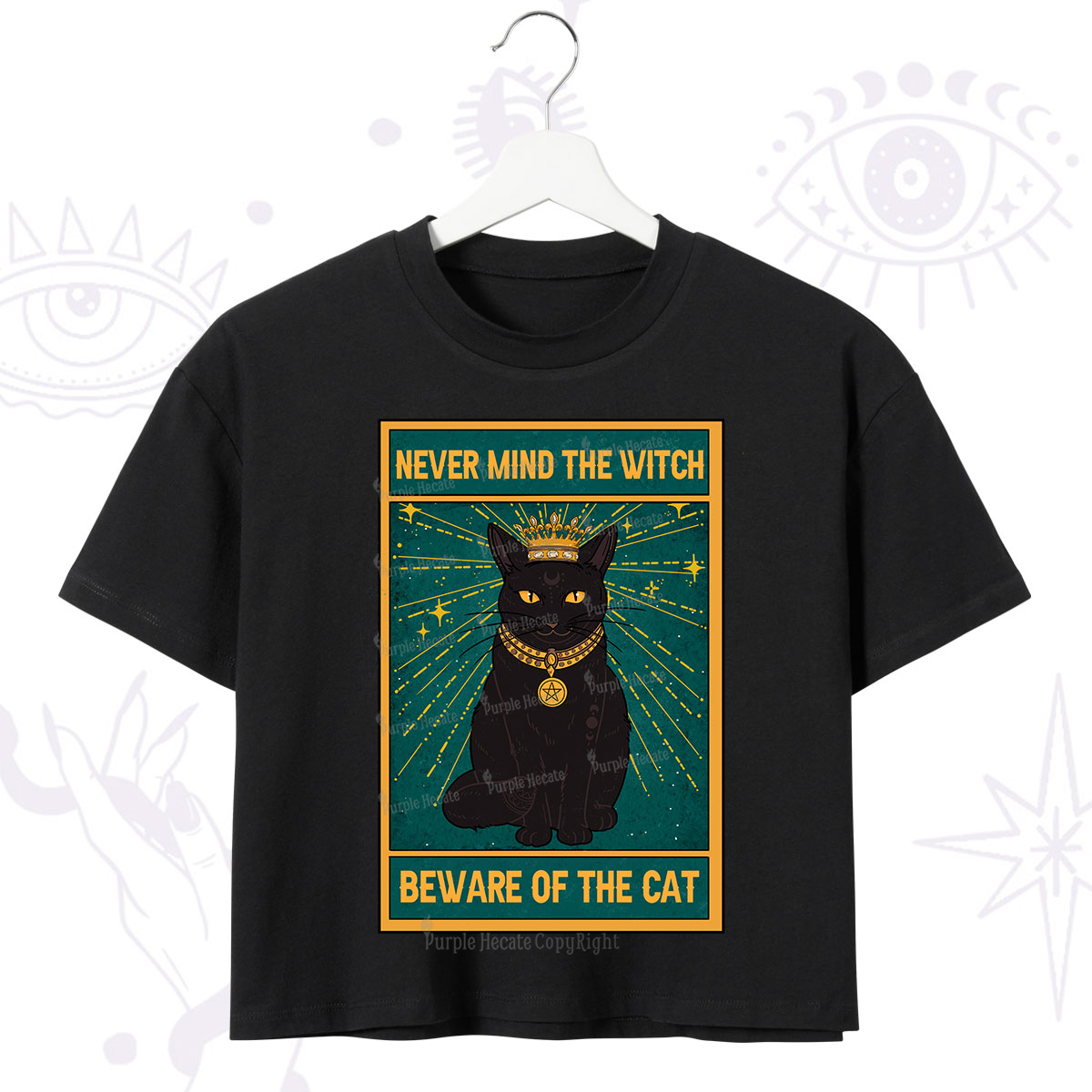 Purplehecate The Never Mind The Witch Beware Of The Cat Oracle Card Crop T-Shirt