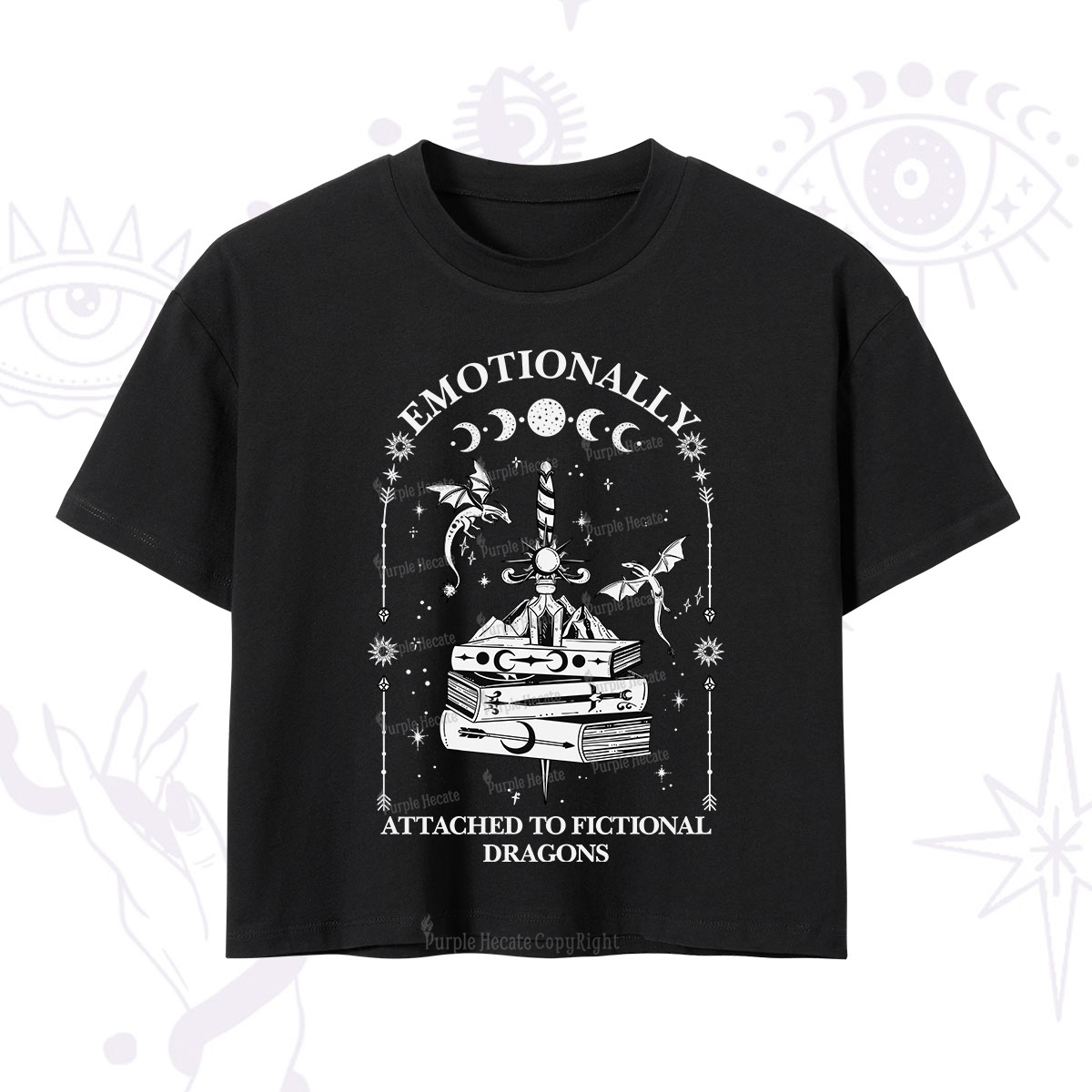 Purplehecate Emotionally Attached to Fictional Dragons Crop T-Shirt