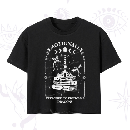 Purplehecate Emotionally Attached to Fictional Dragons Crop T-Shirt
