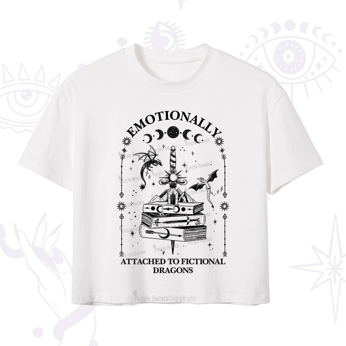 Purplehecate Emotionally Attached to Fictional Dragons Crop T-Shirt
