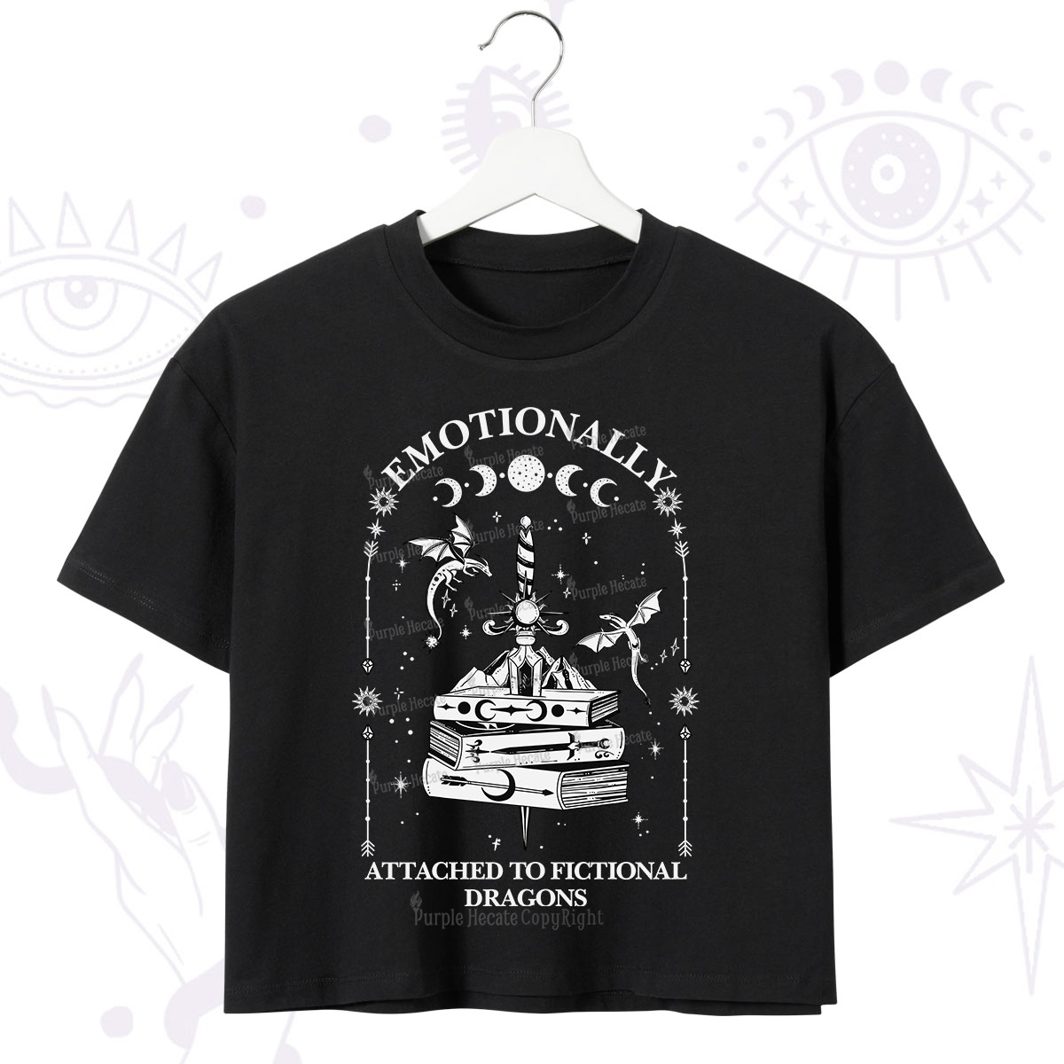 Purplehecate Emotionally Attached to Fictional Dragons Crop T-Shirt