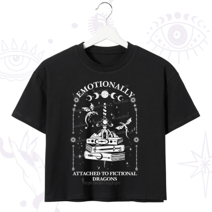 Purplehecate Emotionally Attached to Fictional Dragons Crop T-Shirt