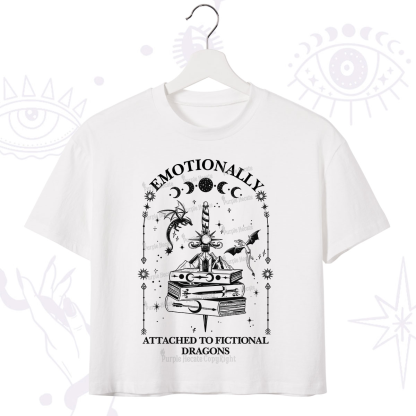 Purplehecate Emotionally Attached to Fictional Dragons Crop T-Shirt