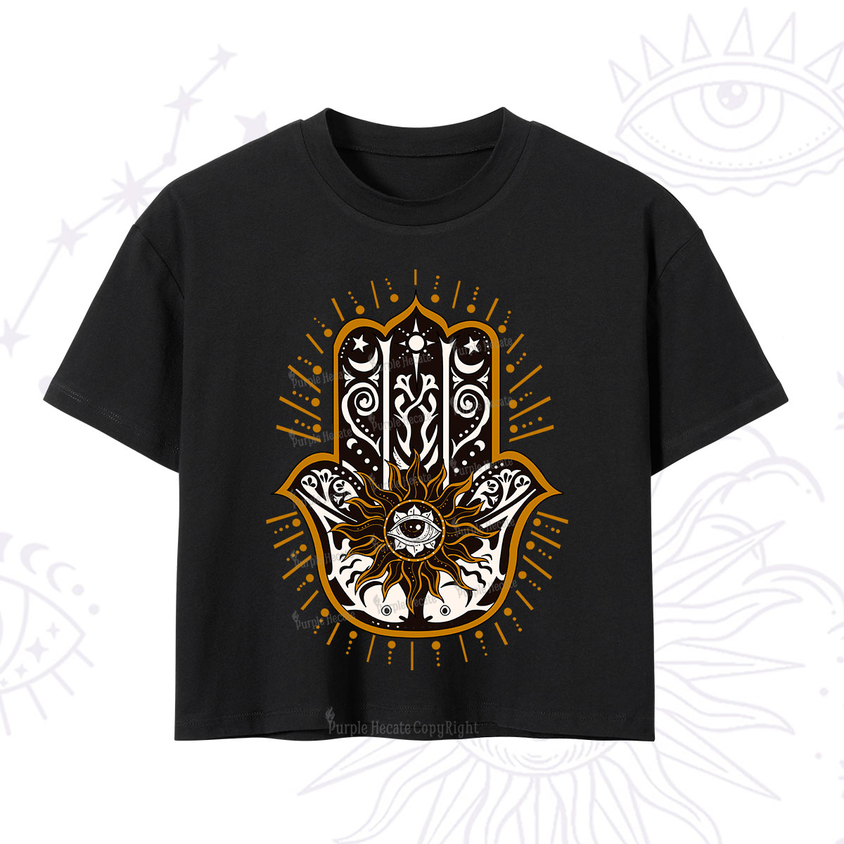Purplehecate The Sun Eye Hamsa Crop T-Shirt