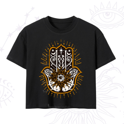 Purplehecate The Sun Eye Hamsa Crop T-Shirt