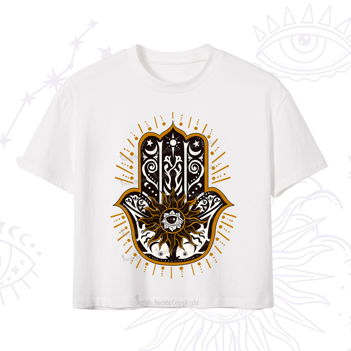 Purplehecate The Sun Eye Hamsa Crop T-Shirt
