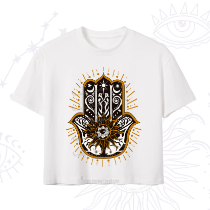 Purplehecate The Sun Eye Hamsa Crop T-Shirt