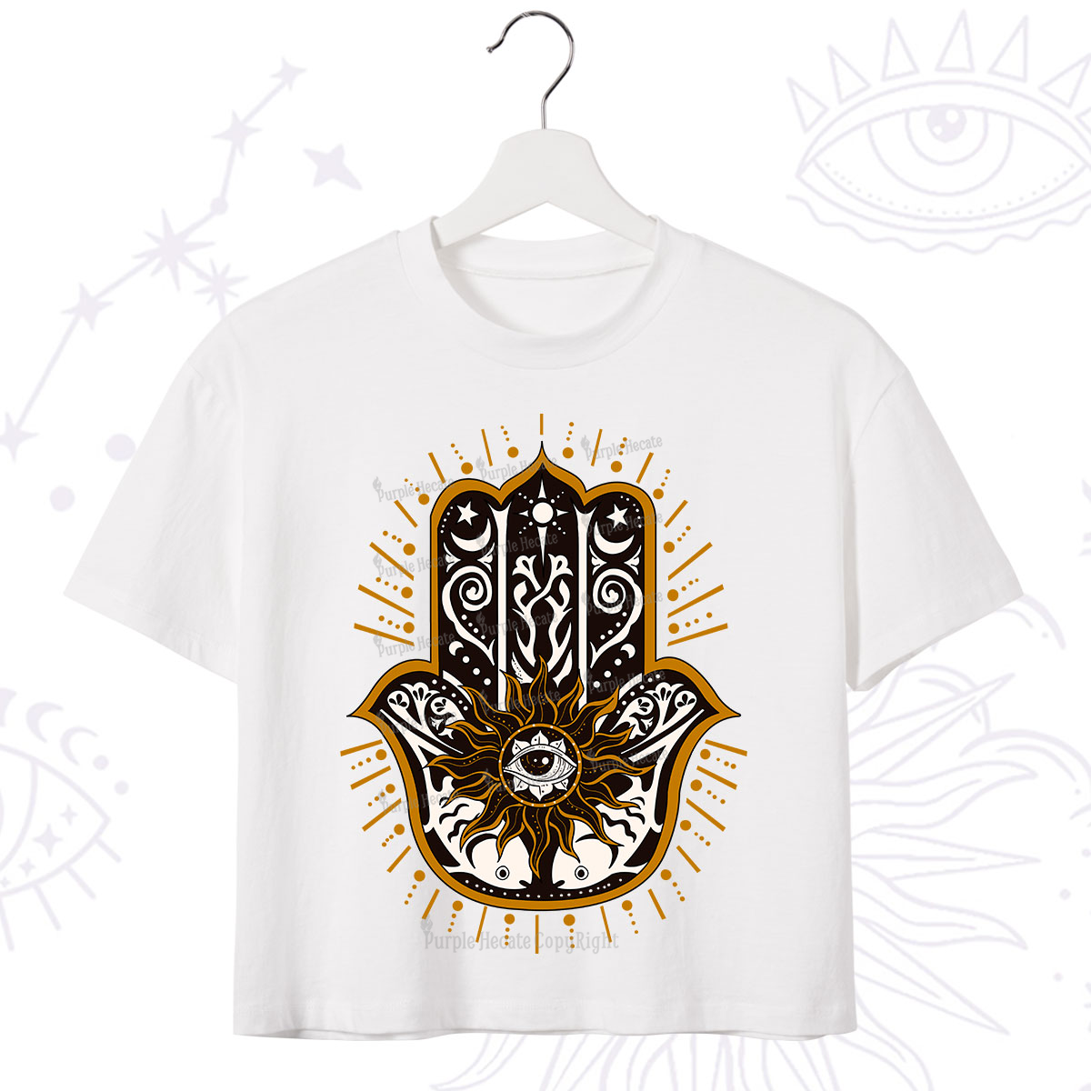 Purplehecate The Sun Eye Hamsa Crop T-Shirt