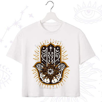 Purplehecate The Sun Eye Hamsa Crop T-Shirt