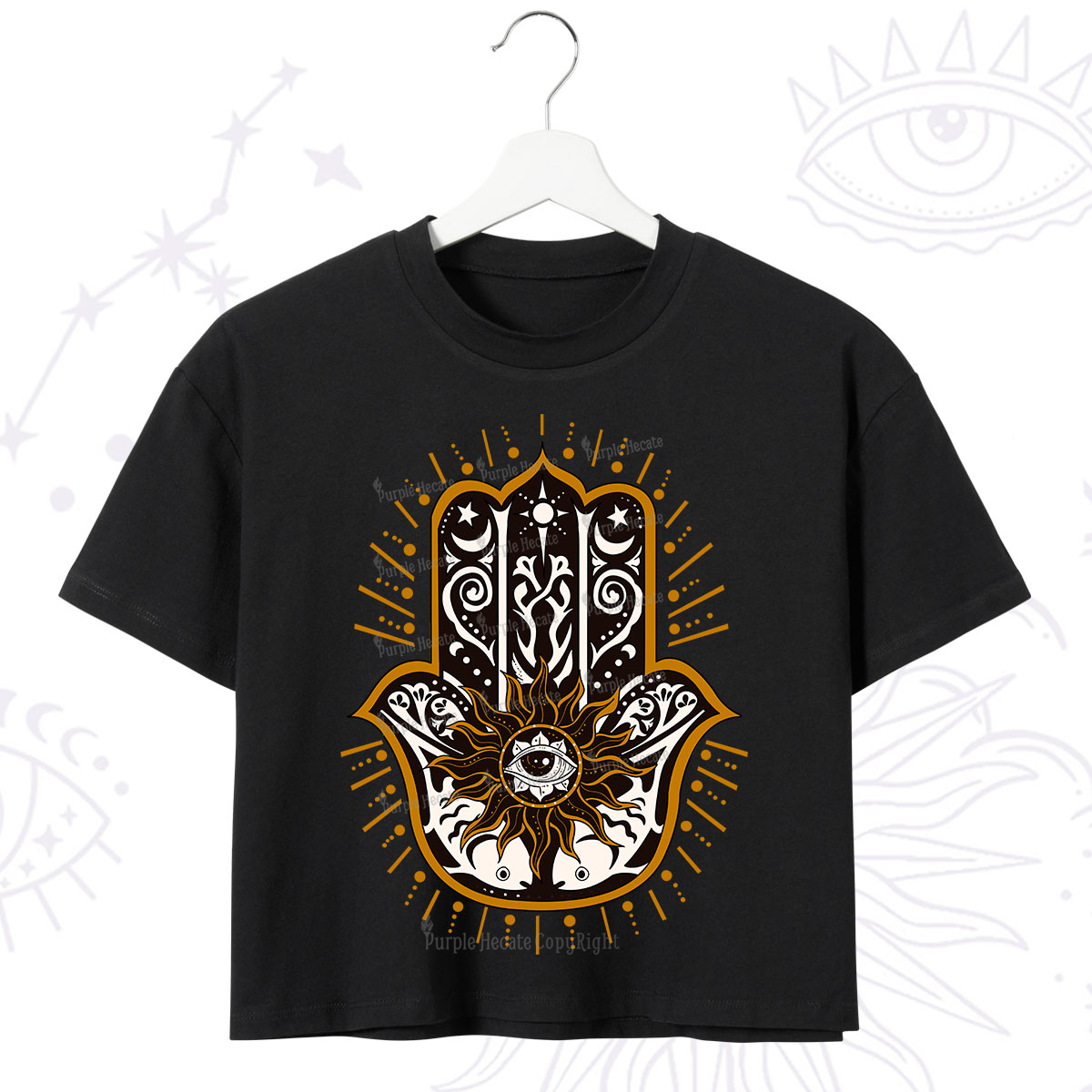 Purplehecate The Sun Eye Hamsa Crop T-Shirt