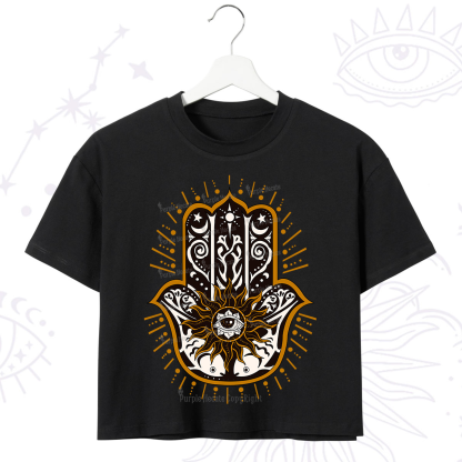 Purplehecate The Sun Eye Hamsa Crop T-Shirt