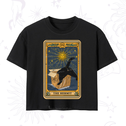 Purplehecate The Cardboard Hermit Cat Tarot Crop T-Shirt