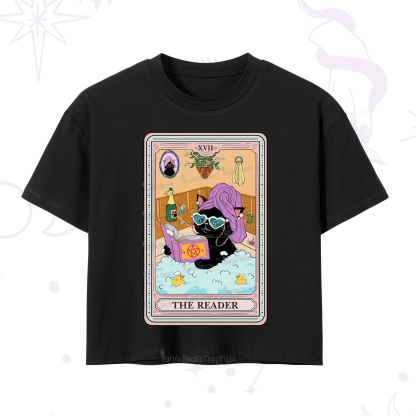 Purplehecate The Reader Cat Tarot Crop T-Shirt