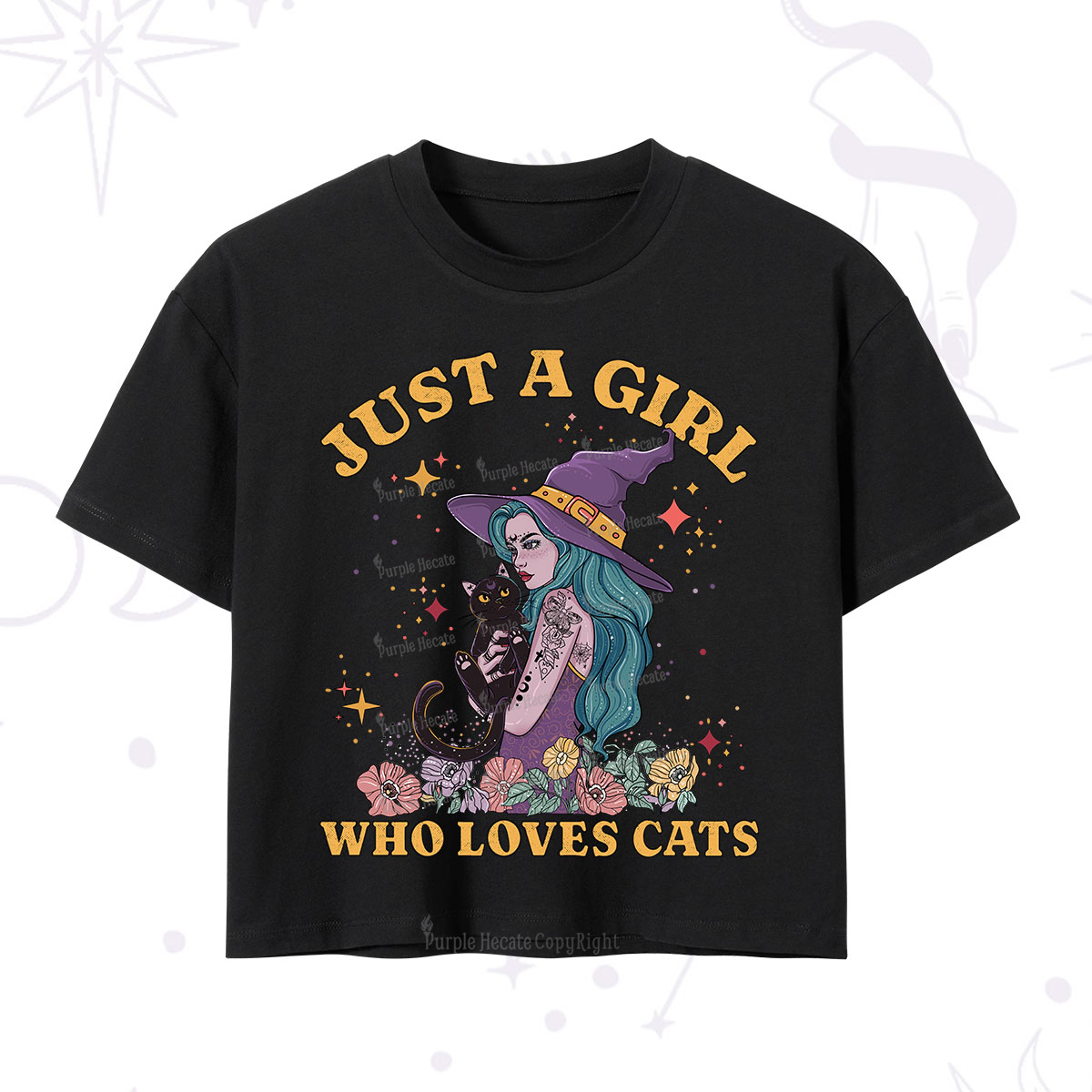 Purplehecate Just A Girl Who Loves Cats Crop T-Shirt