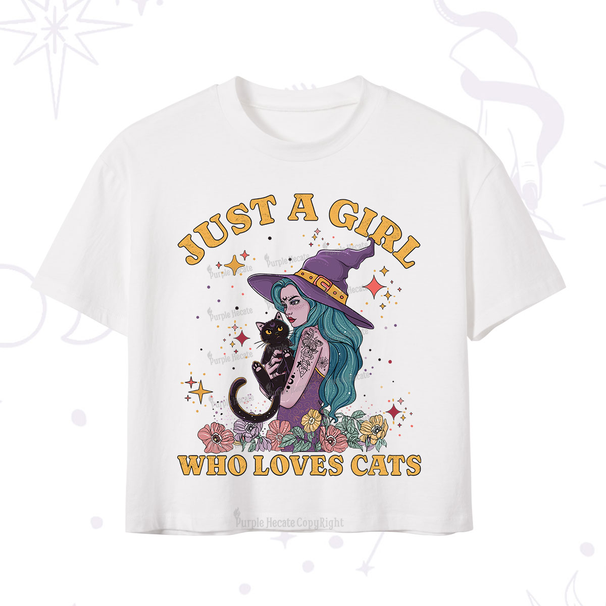 Purplehecate Just A Girl Who Loves Cats Crop T-Shirt