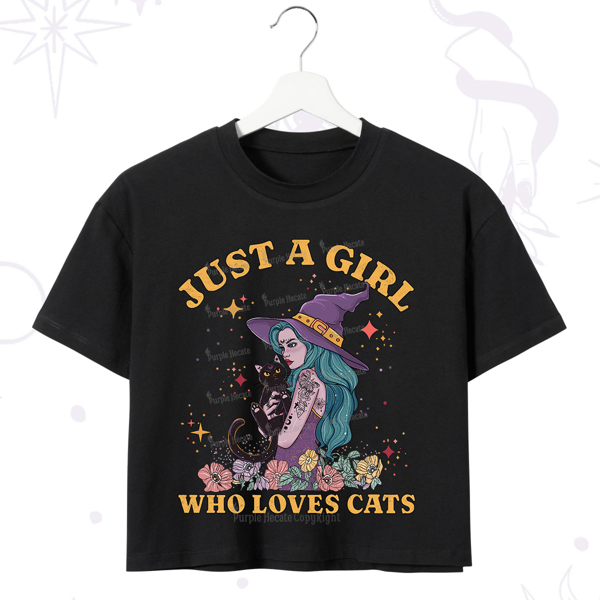 Purplehecate Just A Girl Who Loves Cats Crop T-Shirt