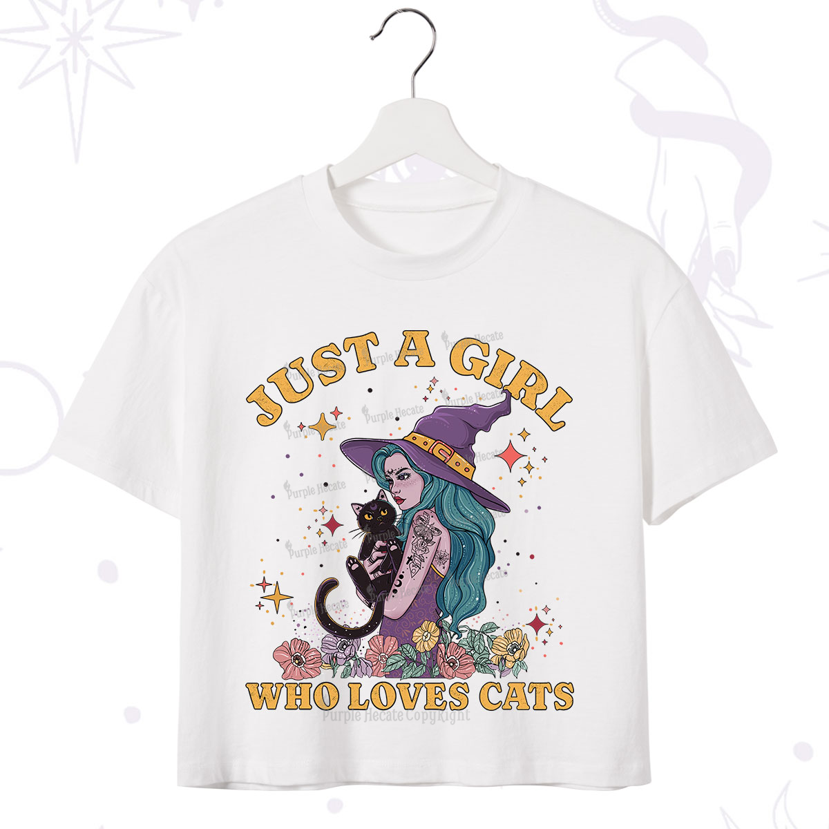 Purplehecate Just A Girl Who Loves Cats Crop T-Shirt